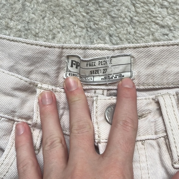 Free People Cream Boyfriend High Waisted Jean - Picture 3 of 4